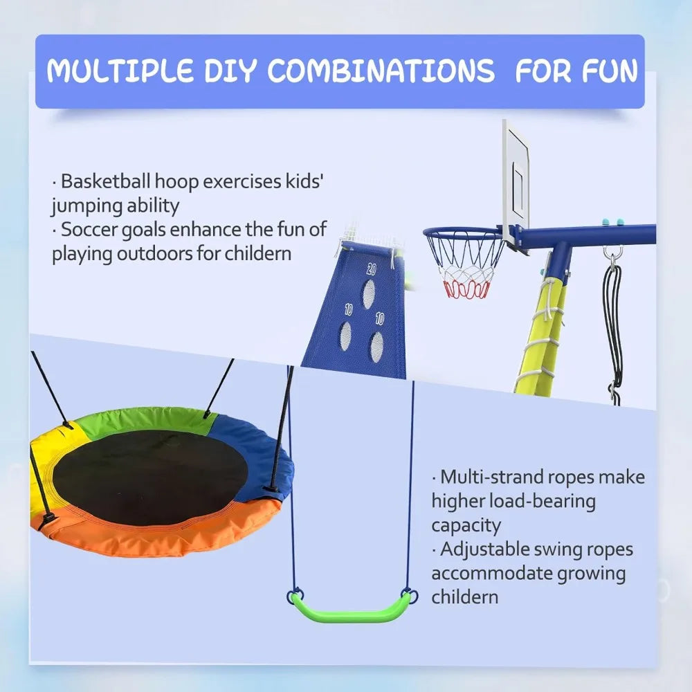 Alloy Steel 5 In 1 HeavyDuty Swing Set Includes Slide