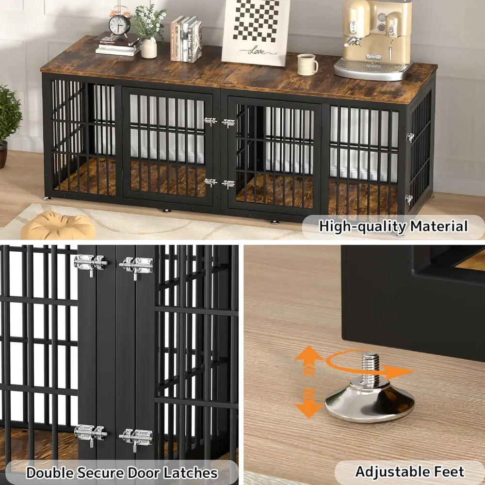 Heavy Duty Double Dog Crate Furniture With Divider