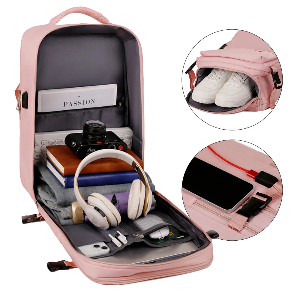 Unisex Backpack USB Port TSA Lock