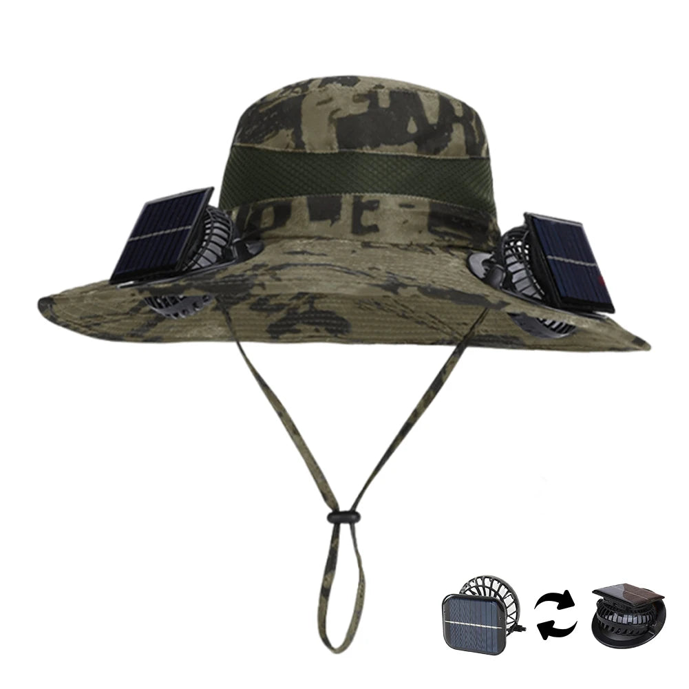 Shunmaii Solar Dual Fan Hat Anti UV USB Charging Outdoor Sun Hat