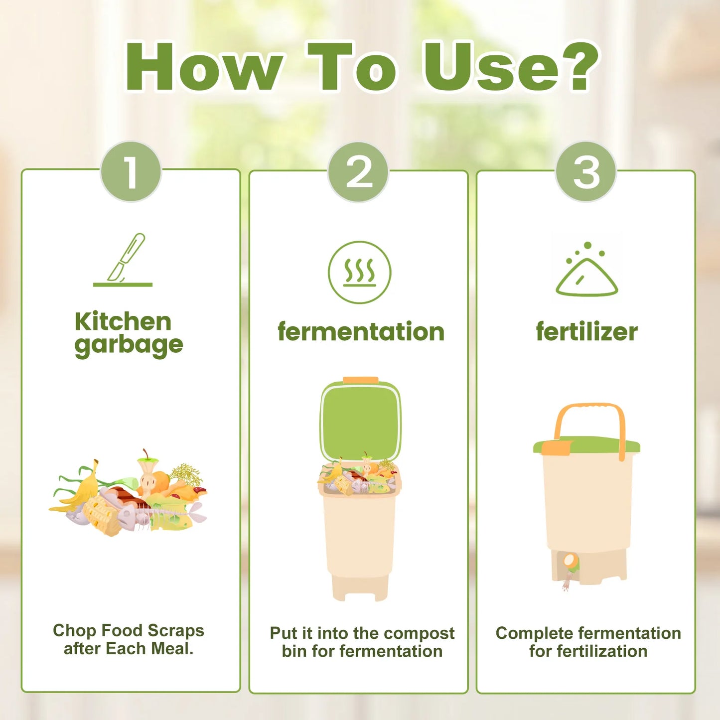 Wedyvko Compost Bin Recycle Aerated Kitchen Waste Container