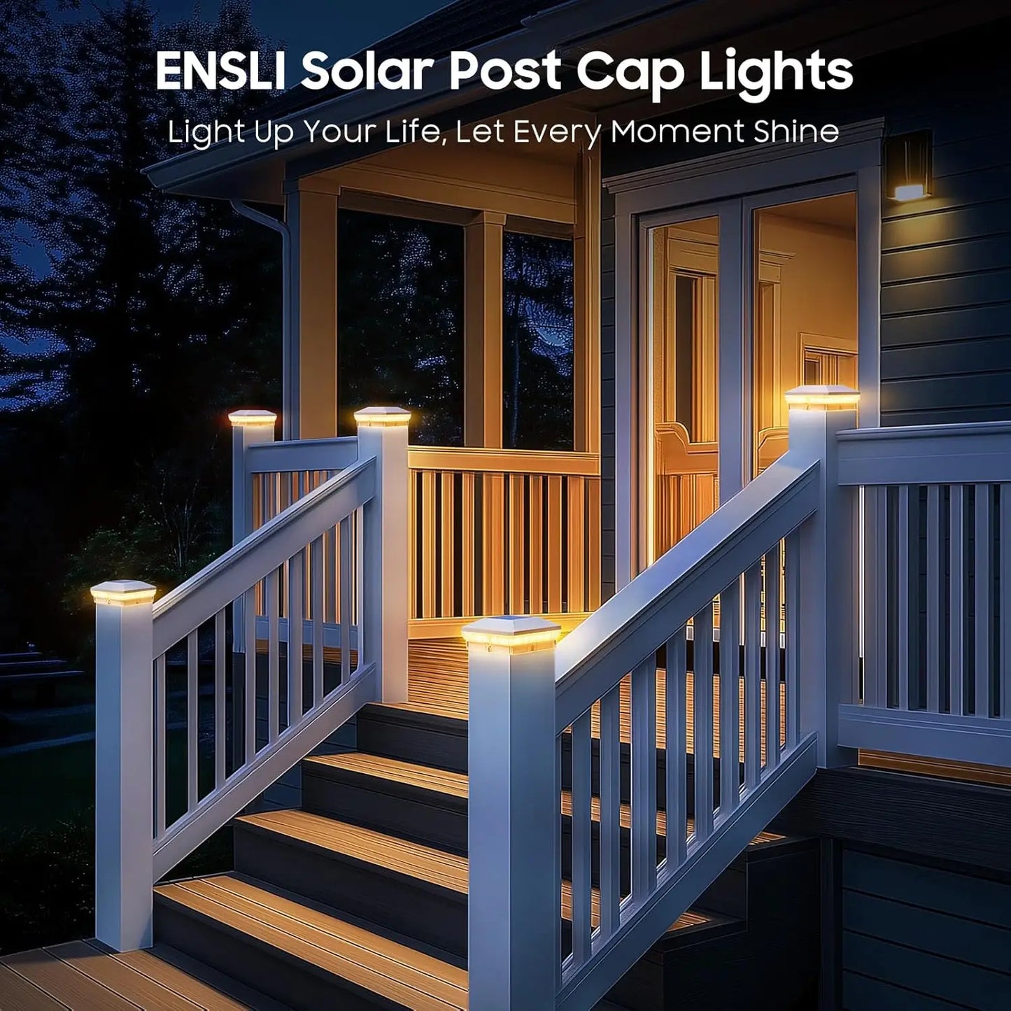 KPSTEK Solar Post Cap Lights For Wood And Vinyl Posts LED