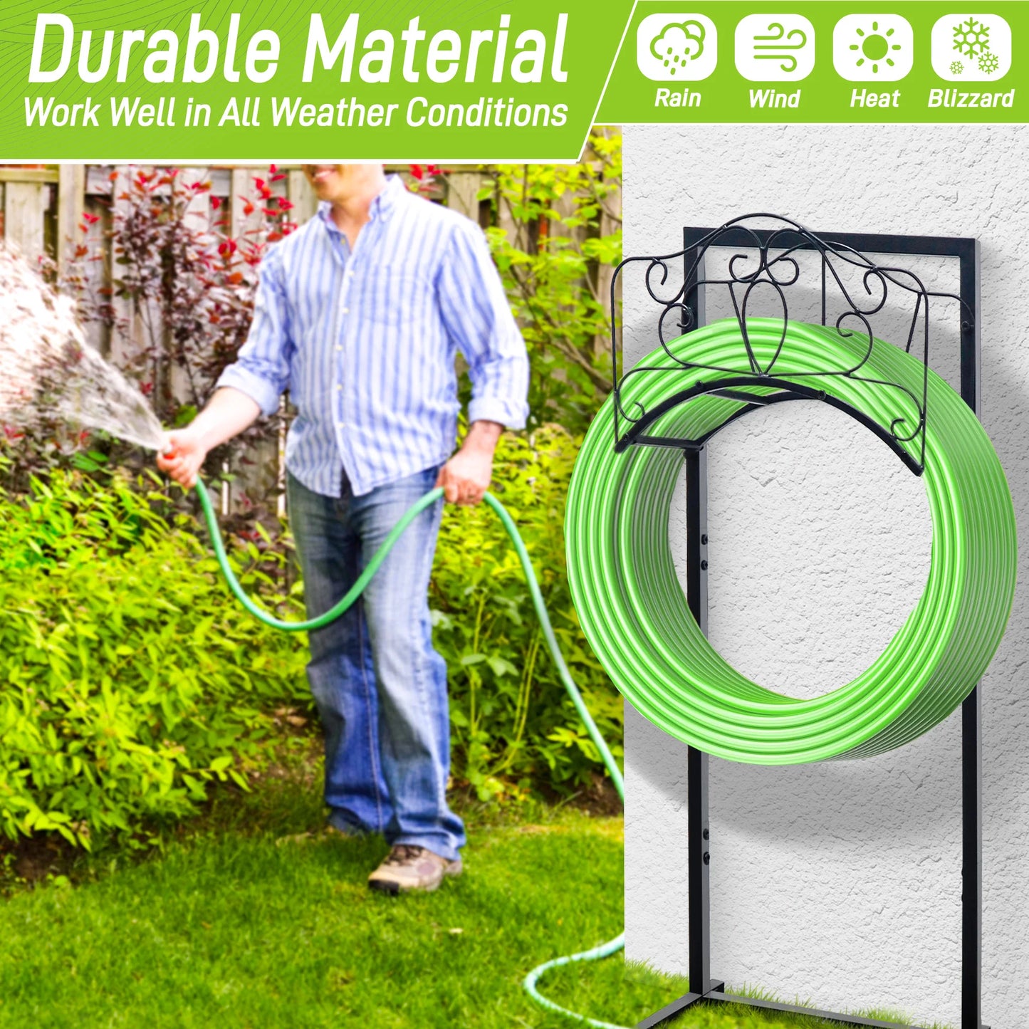 Gayuteay Garden Hose Holder Heavy Duty Freestanding Metal Stand