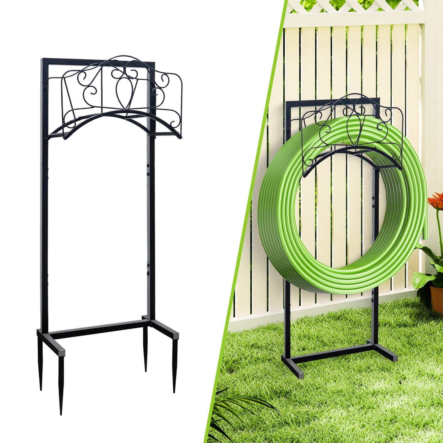 Gayuteay Garden Hose Holder Heavy Duty Freestanding Metal Stand