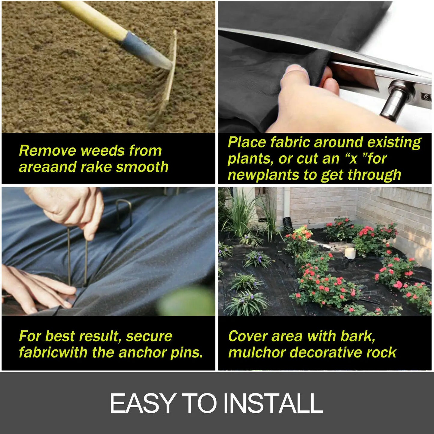 SucceBuy Heavy Duty Landscape Fabric Weed Barrier Geotextile