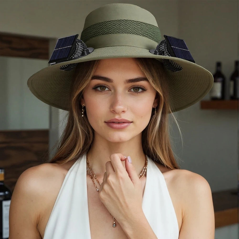 Shunmaii Solar Dual Fan Hat Anti UV USB Charging Outdoor Sun Hat