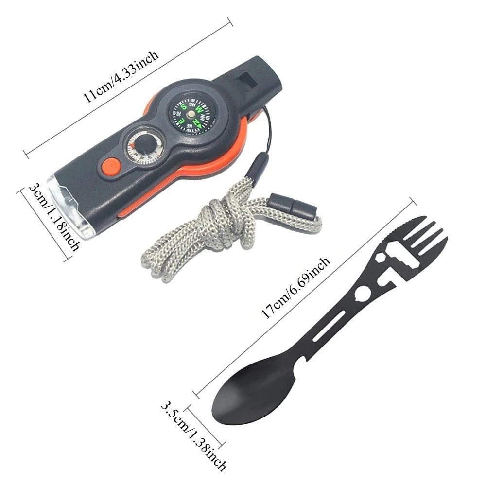 Electric Seven In One Multifunctional Whistle Compass Knife Survival Tool