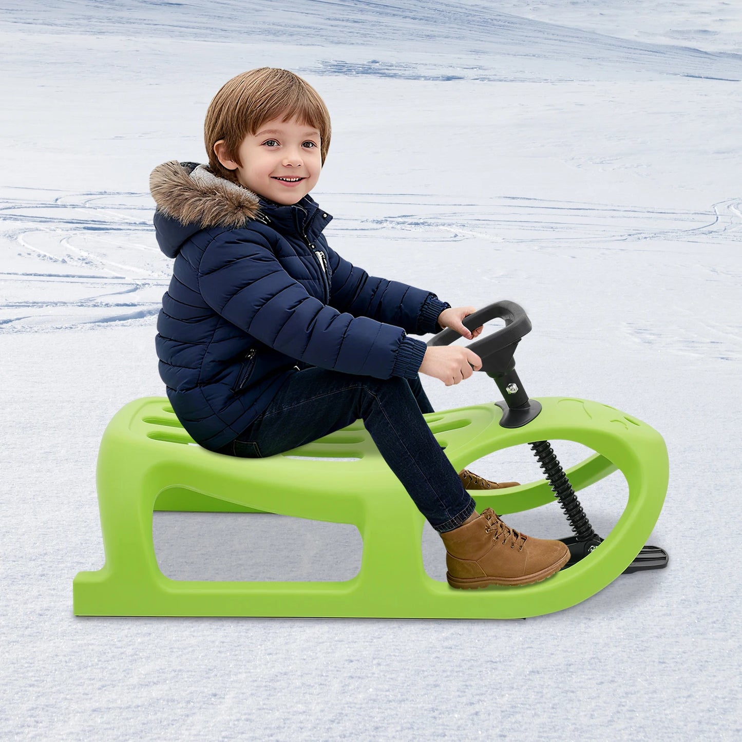 Snow Sled 100kg Load Bearing Single Rider Sleigh