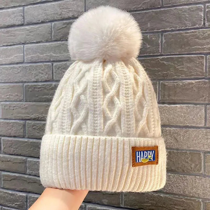 Winter Beanie For Women Fleece Lined Faux Fur Ball Hat