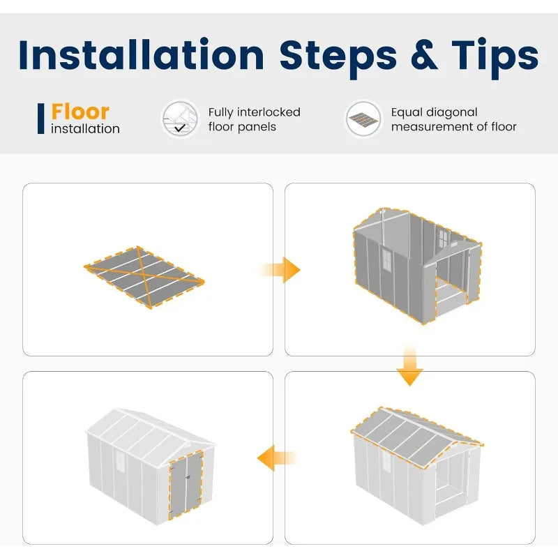 Outdoor Resin Storage Shed With Floor And Lockable Door