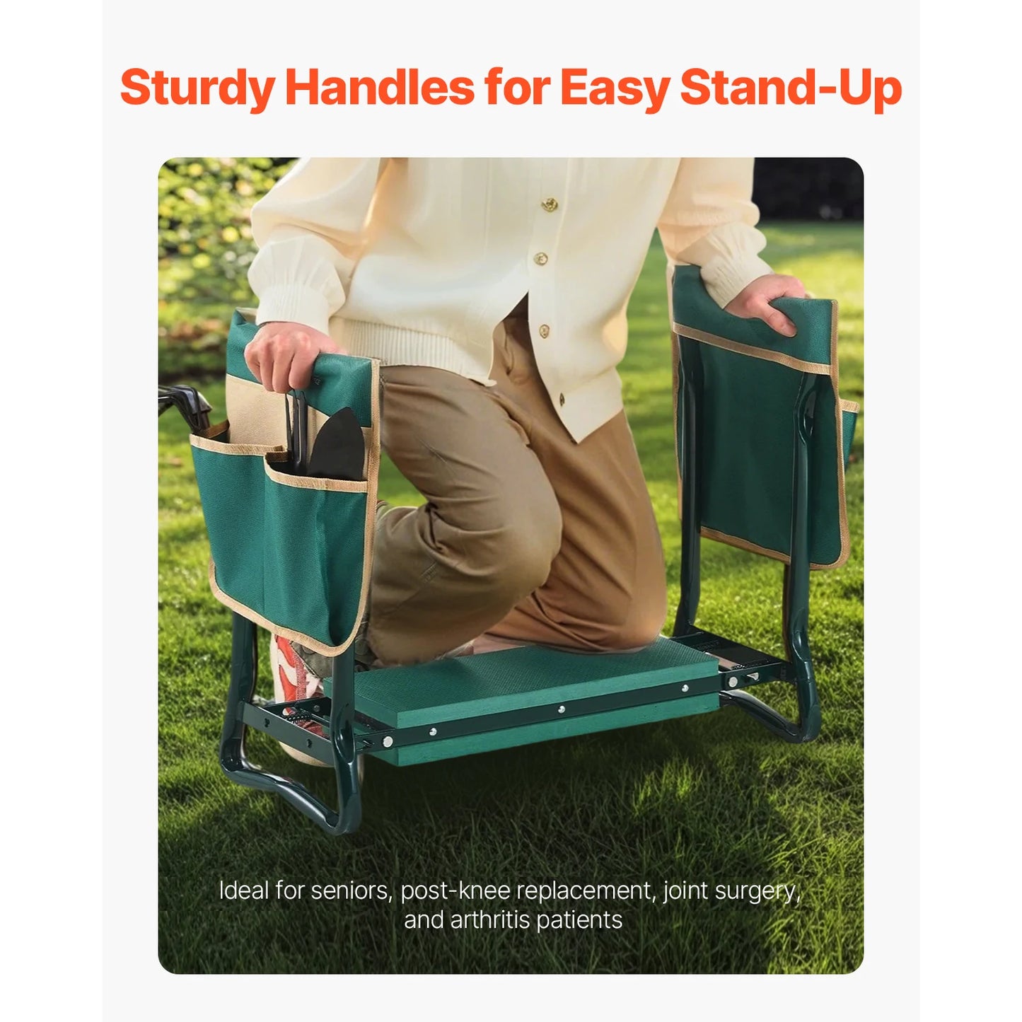 SucceBuy Garden Kneeler And Seat Folding Stool With Tool Bags