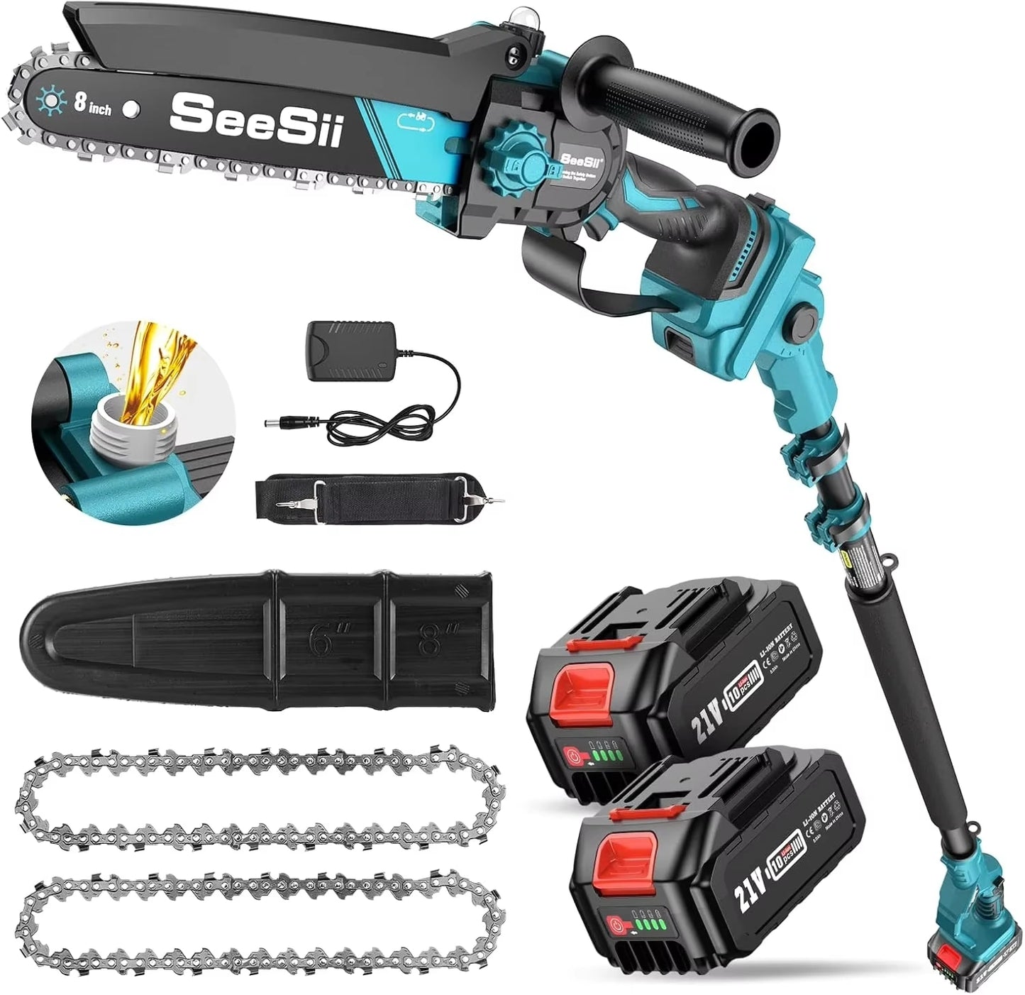 SeeSii 2 In 1 Brushless Cordless Pole Saw Chainsaw