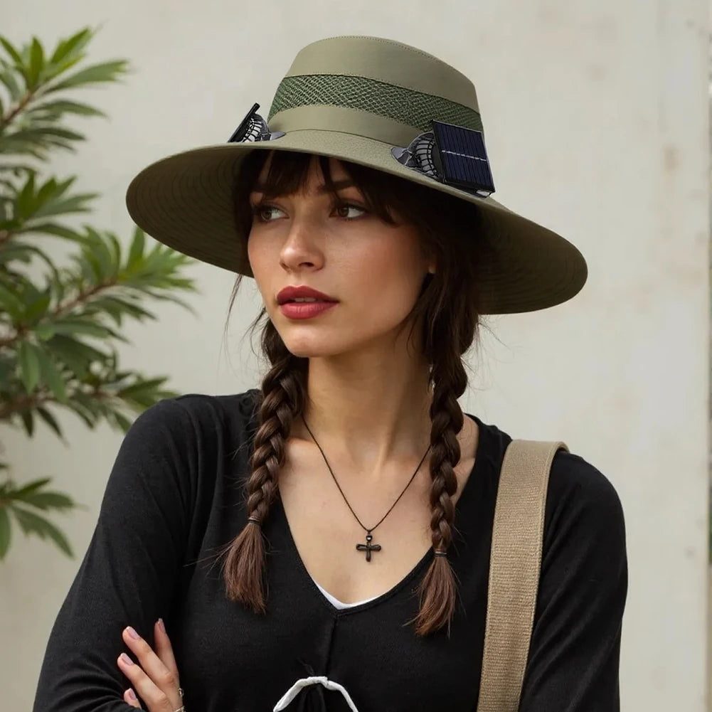 Shunmaii Solar Dual Fan Hat Anti UV USB Charging Outdoor Sun Hat