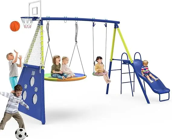Alloy Steel 5 In 1 HeavyDuty Swing Set Includes Slide
