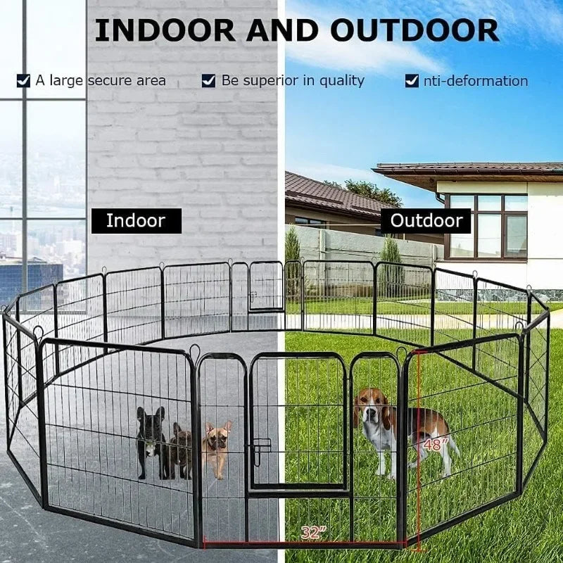 BestPet Dog Playpen Outdoor Metal Exercise Pen With Doors