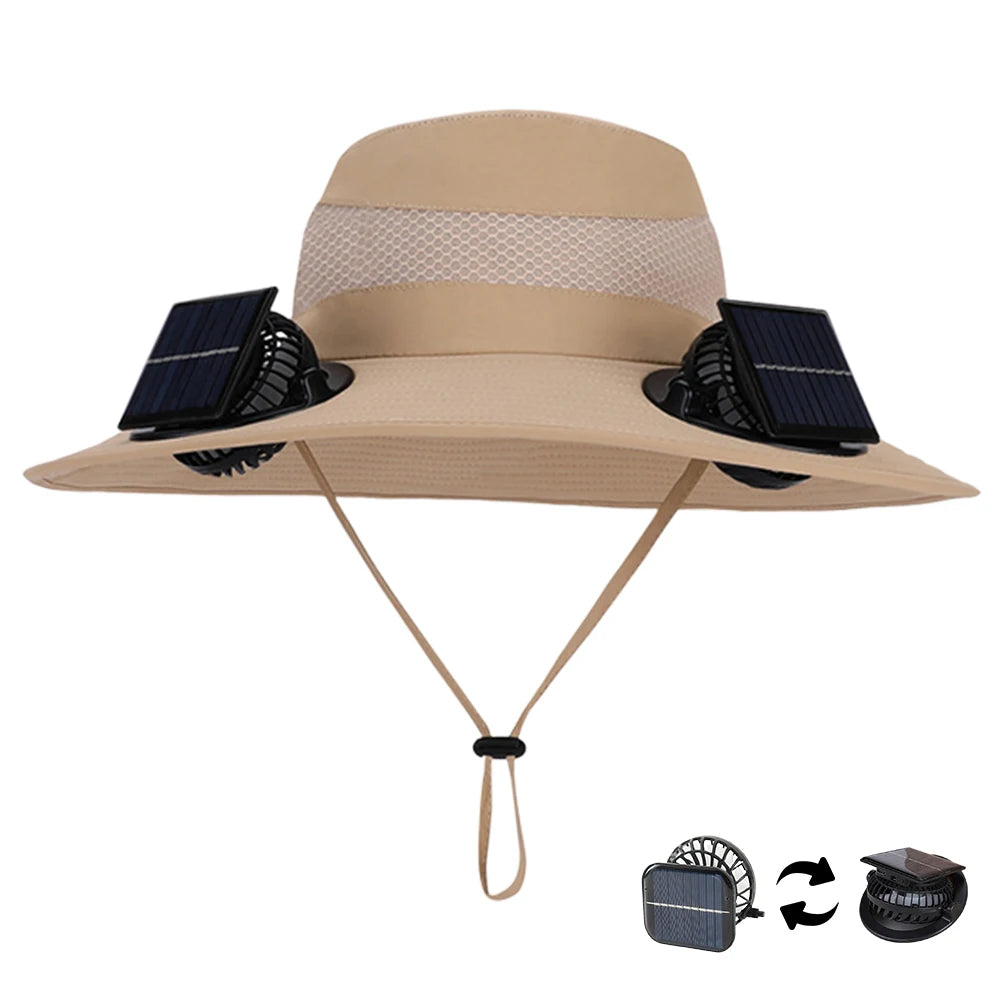 Shunmaii Solar Dual Fan Hat Anti UV USB Charging Outdoor Sun Hat