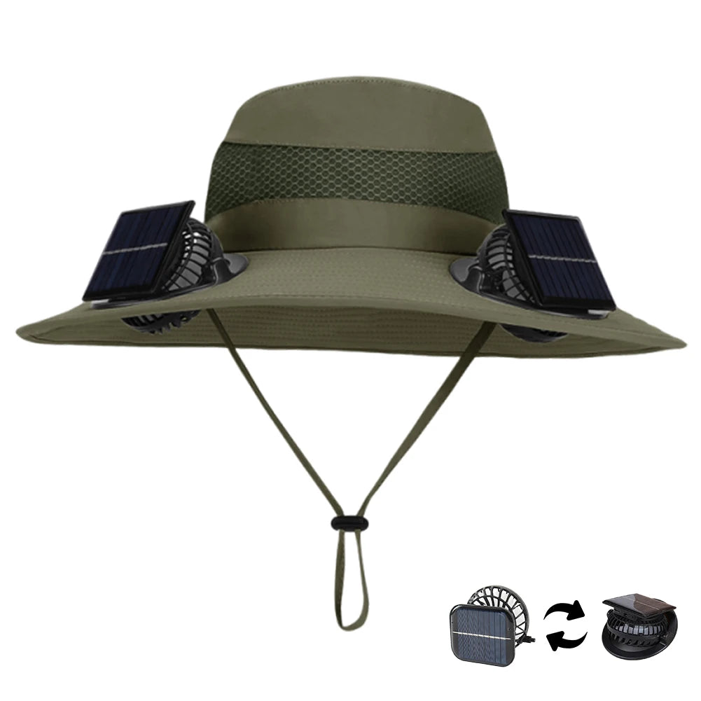 Shunmaii Solar Dual Fan Hat Anti UV USB Charging Outdoor Sun Hat