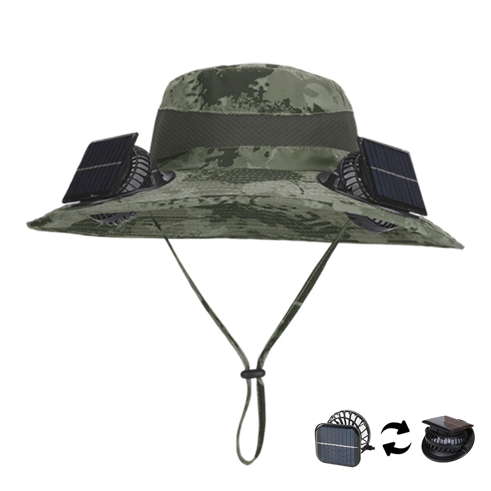 Shunmaii Solar Dual Fan Hat Anti UV USB Charging Outdoor Sun Hat