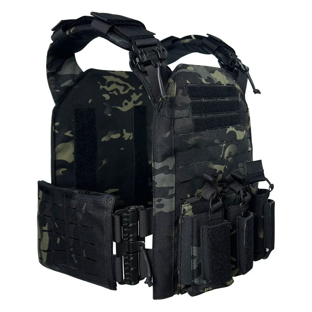 Nylon Tactical Vest With Quick Release And Double Magazine Pouches