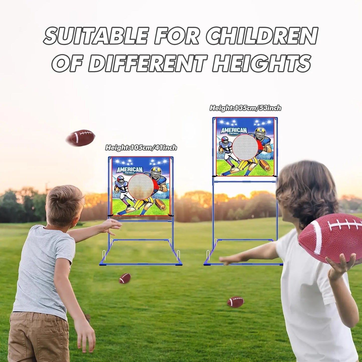 VATOS US Football Toss Target Game with 4 Inflatable Footballs