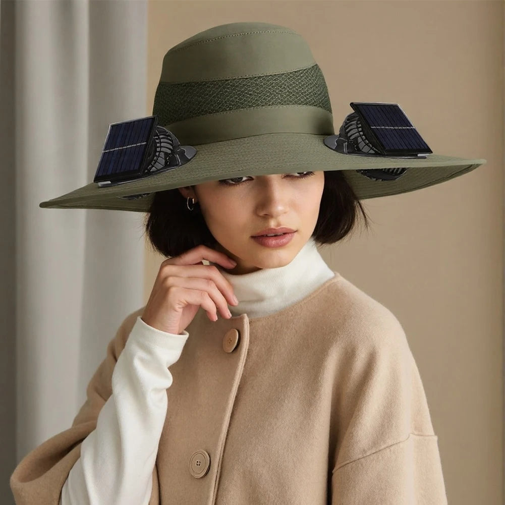 Shunmaii Solar Dual Fan Hat Anti UV USB Charging Outdoor Sun Hat