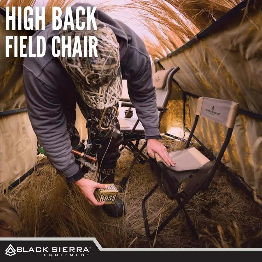 Folding Hunting Stool With Backrest And Under Seat Storage Carry Strap