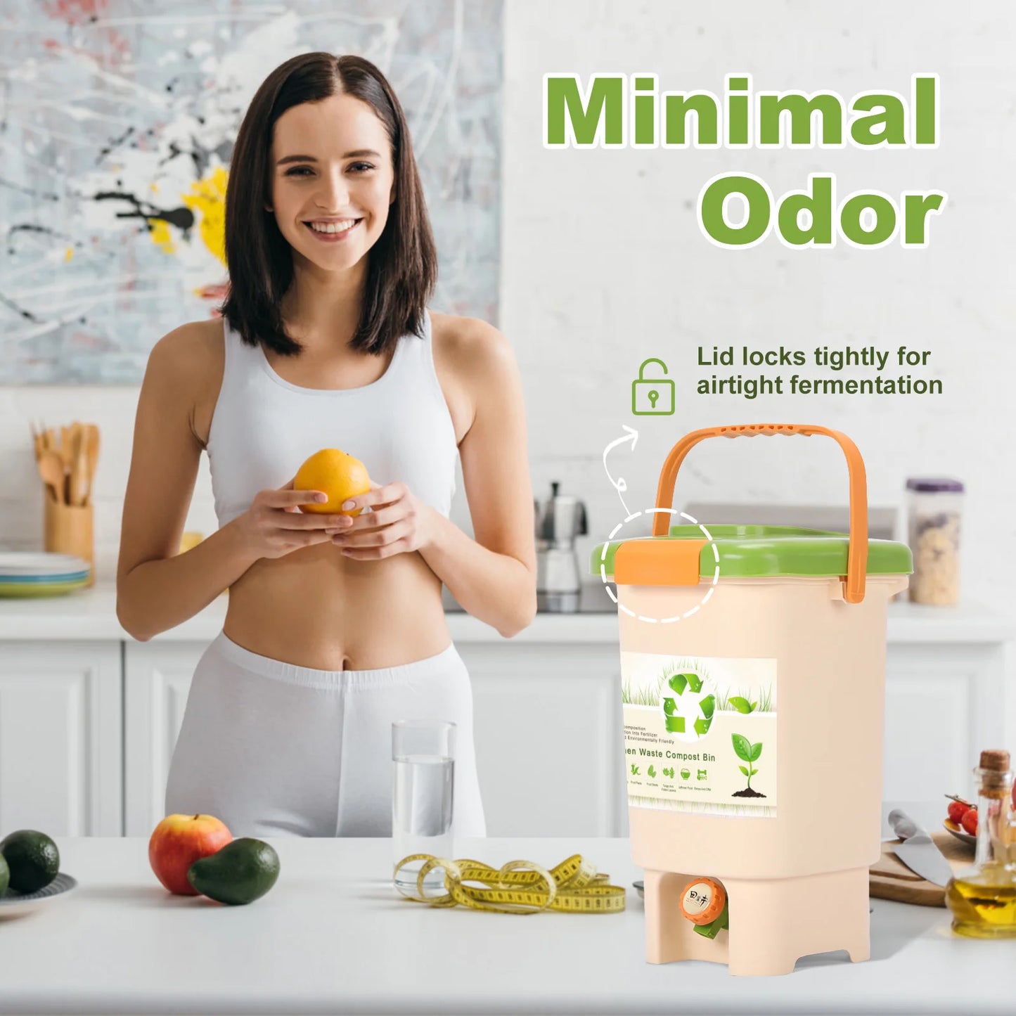 Wedyvko Compost Bin Recycle Aerated Kitchen Waste Container