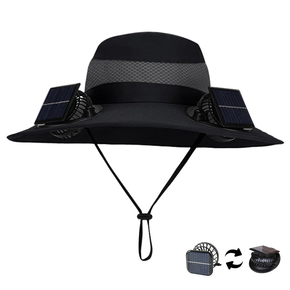 Shunmaii Solar Dual Fan Hat Anti UV USB Charging Outdoor Sun Hat