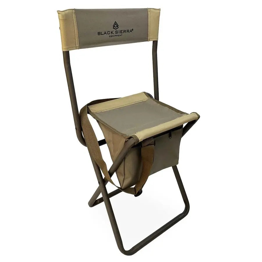 Folding Hunting Stool With Backrest And Under Seat Storage Carry Strap