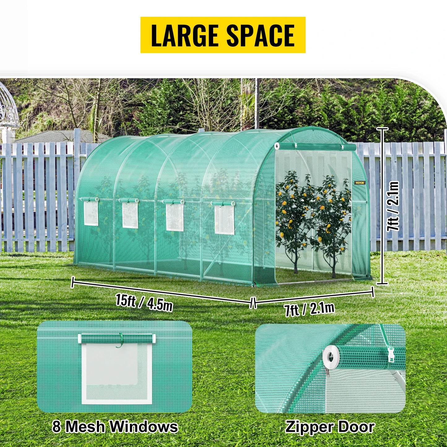 VEVOR Walk-In Tunnel Greenhouse With Galvanized Frame And Waterproof Cover