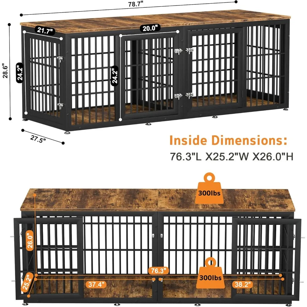 Heavy Duty Double Dog Crate Furniture With Divider