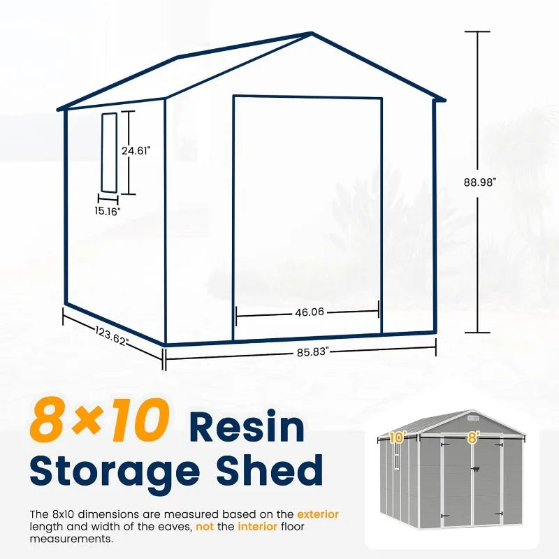 Outdoor Resin Storage Shed With Floor And Lockable Door