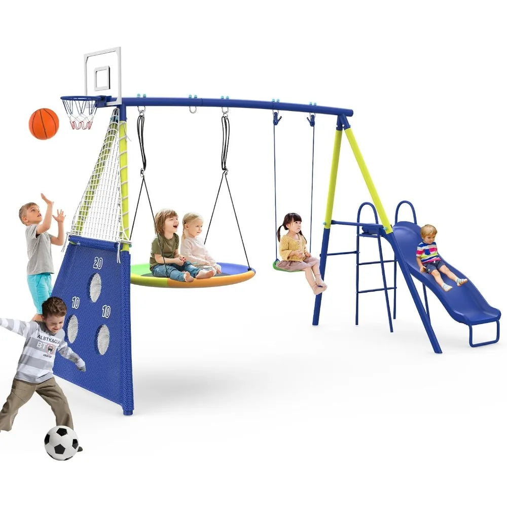 Alloy Steel 5 In 1 HeavyDuty Swing Set Includes Slide