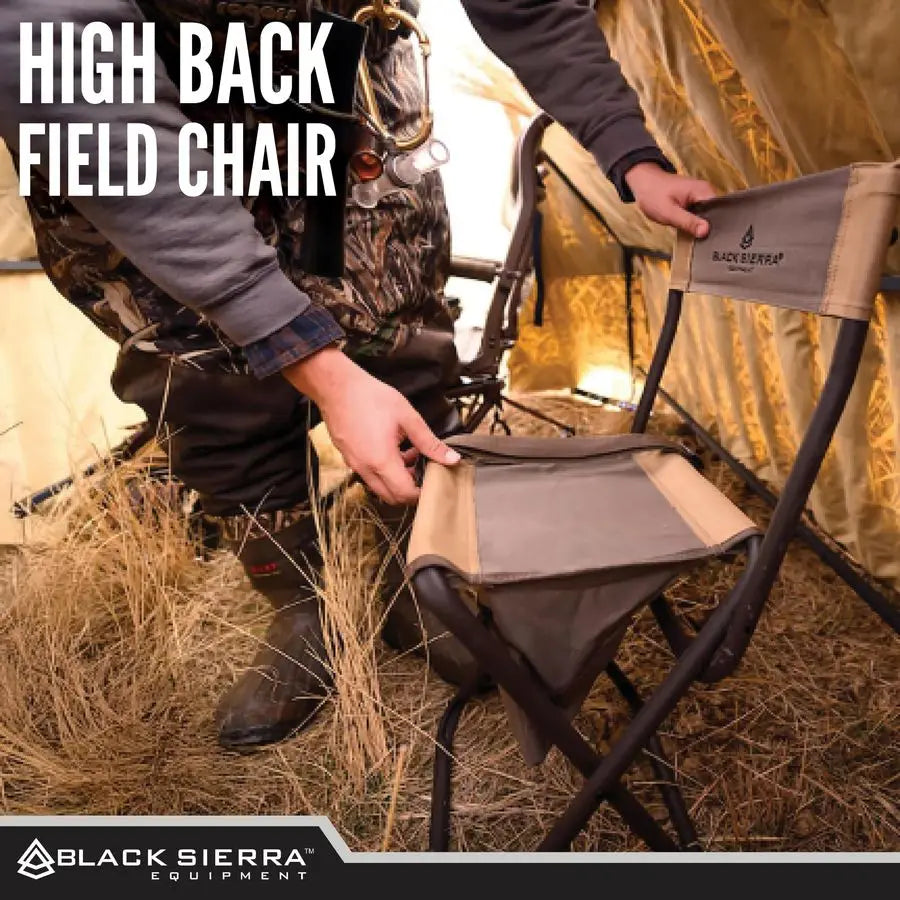 Folding Hunting Stool With Backrest And Under Seat Storage Carry Strap