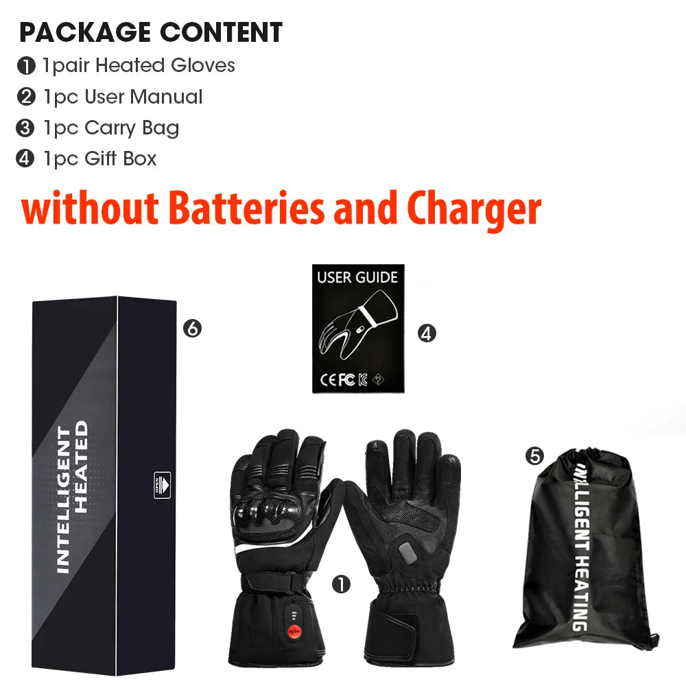 Waterproof Heated Leather Motorcycle Gloves Battery Powered