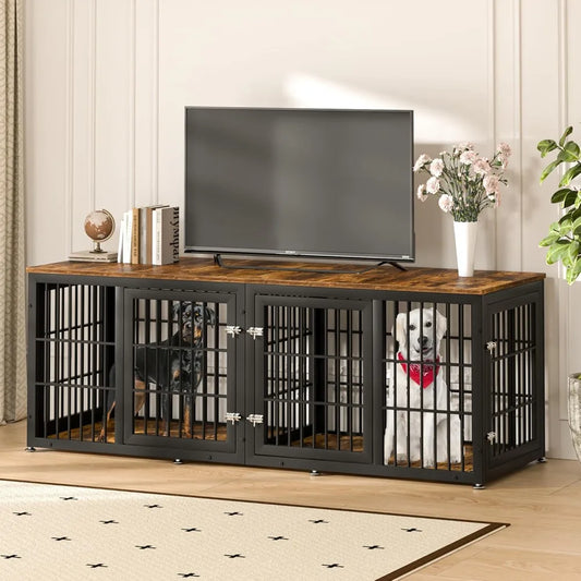 Heavy Duty Double Dog Crate Furniture With Divider