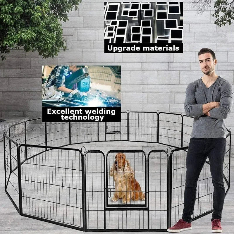 BestPet Dog Playpen Outdoor Metal Exercise Pen With Doors