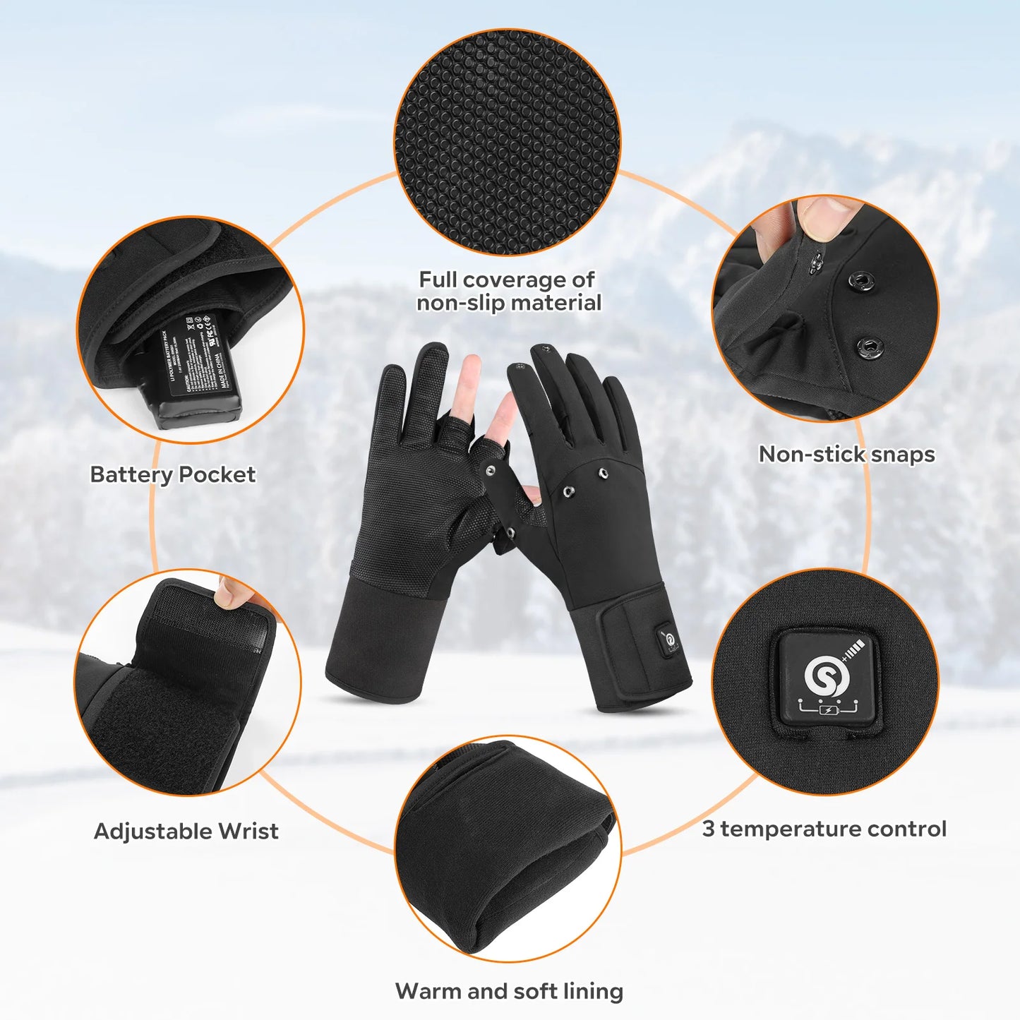 Waterproof Heated Fishing Gloves