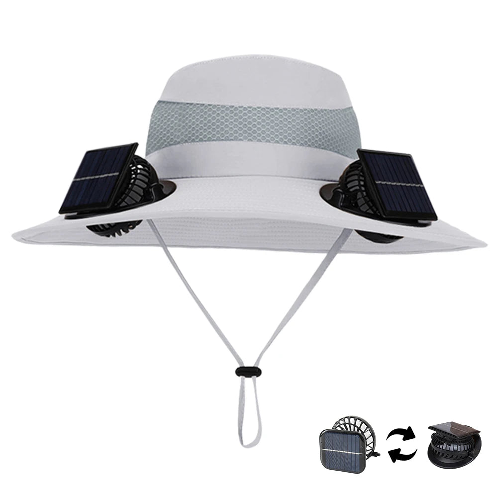 Shunmaii Solar Dual Fan Hat Anti UV USB Charging Outdoor Sun Hat