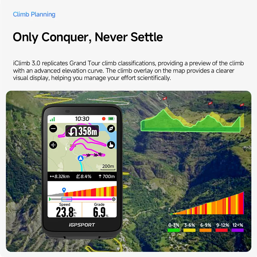 iGPSPORT BiNavi Touchscreen Bicycle GPS Computer With Map Navigation