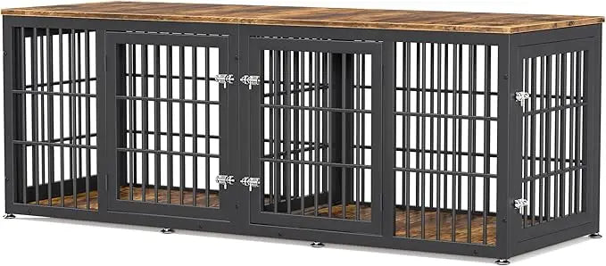 Heavy Duty Double Dog Crate Furniture With Divider