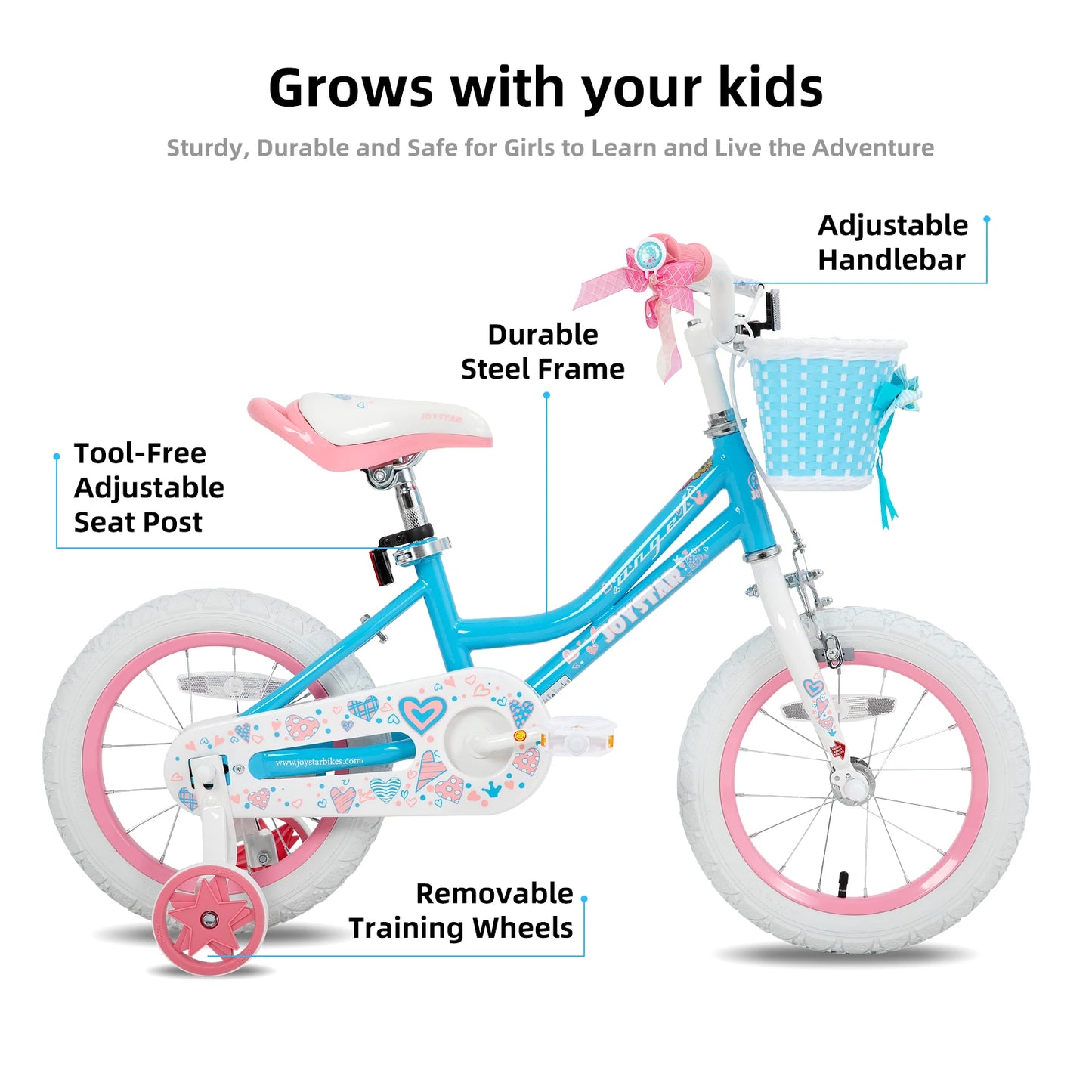 JOYSTAR Kids Bicycle with Basket Training Wheels Foot Brake