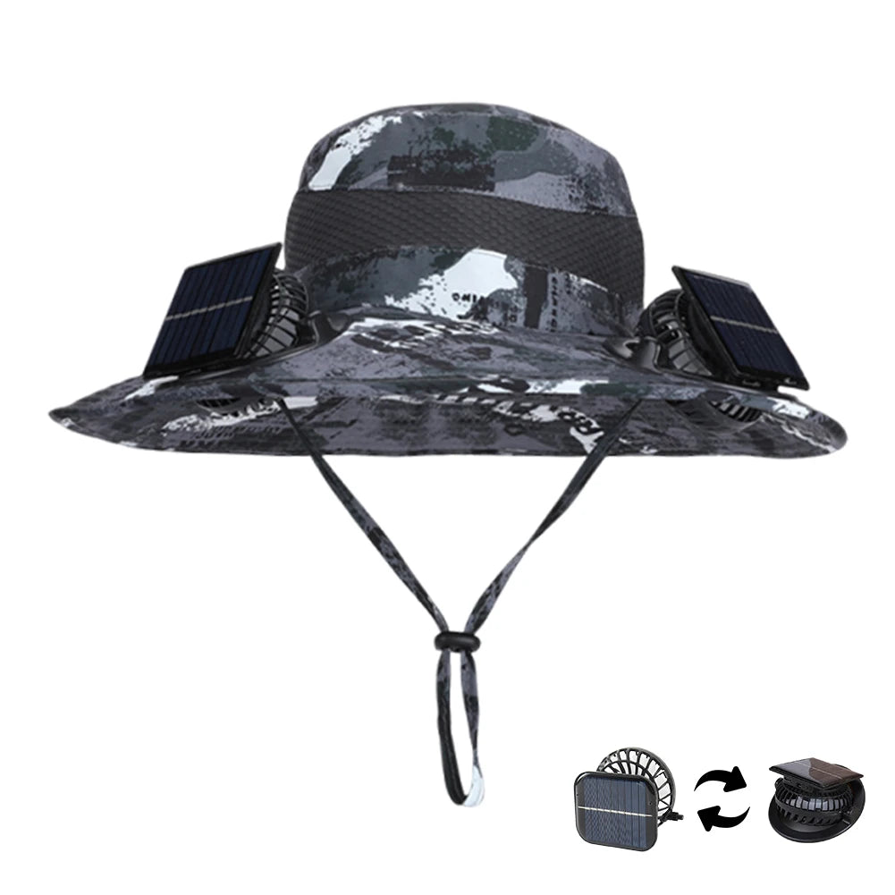 Shunmaii Solar Dual Fan Hat Anti UV USB Charging Outdoor Sun Hat
