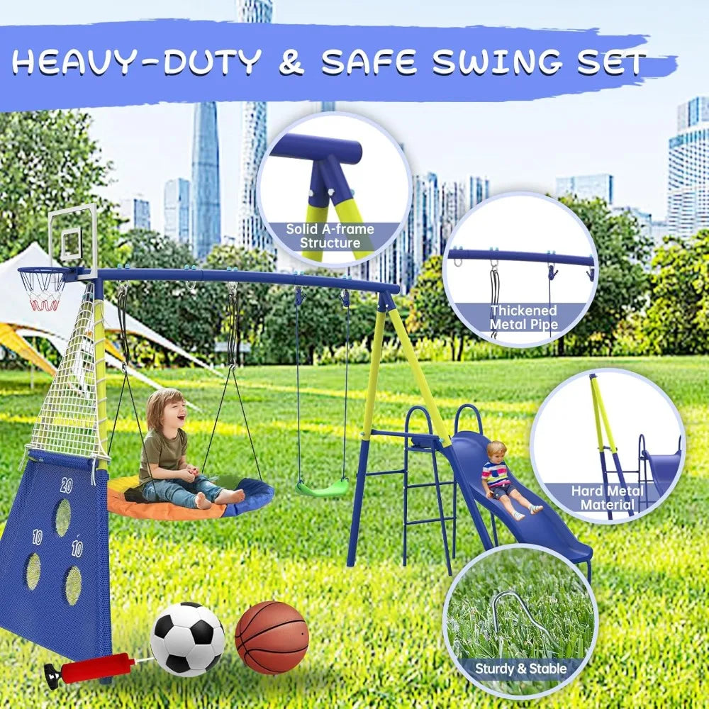 Alloy Steel 5 In 1 HeavyDuty Swing Set Includes Slide