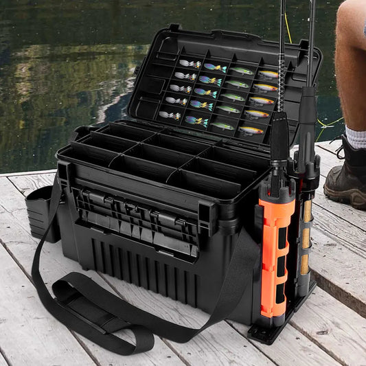 Two Tier Fishing Tackle Box With Large Capacity Organizer