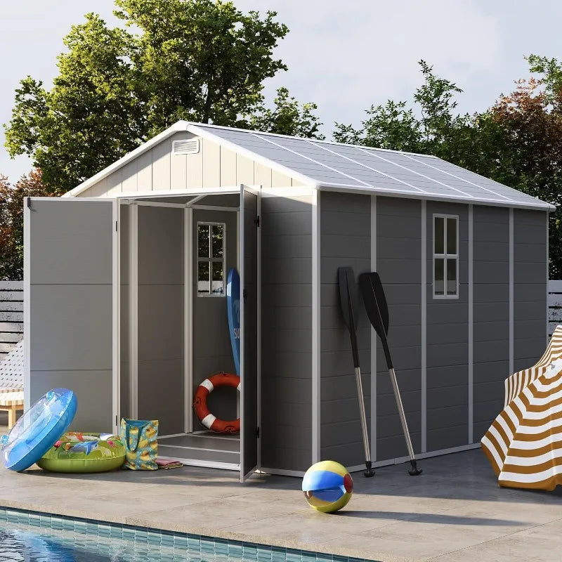 Outdoor Resin Storage Shed With Floor And Lockable Door