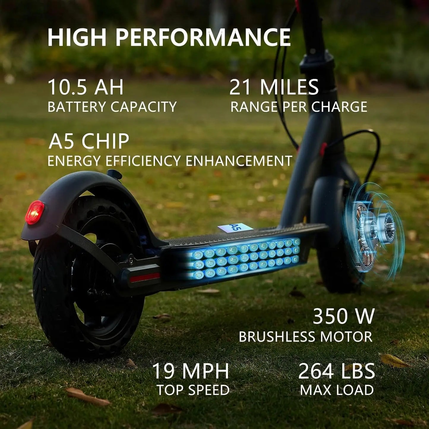 G5.0 Electric Scooter 36V 10.5Ah Battery 21 Mile Range Foldable
