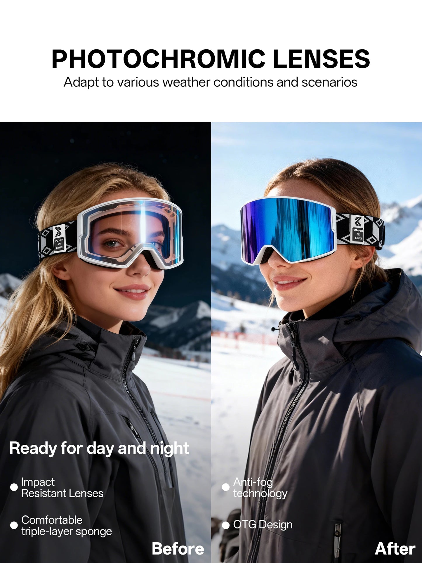 Anti-Fog Ski Goggles