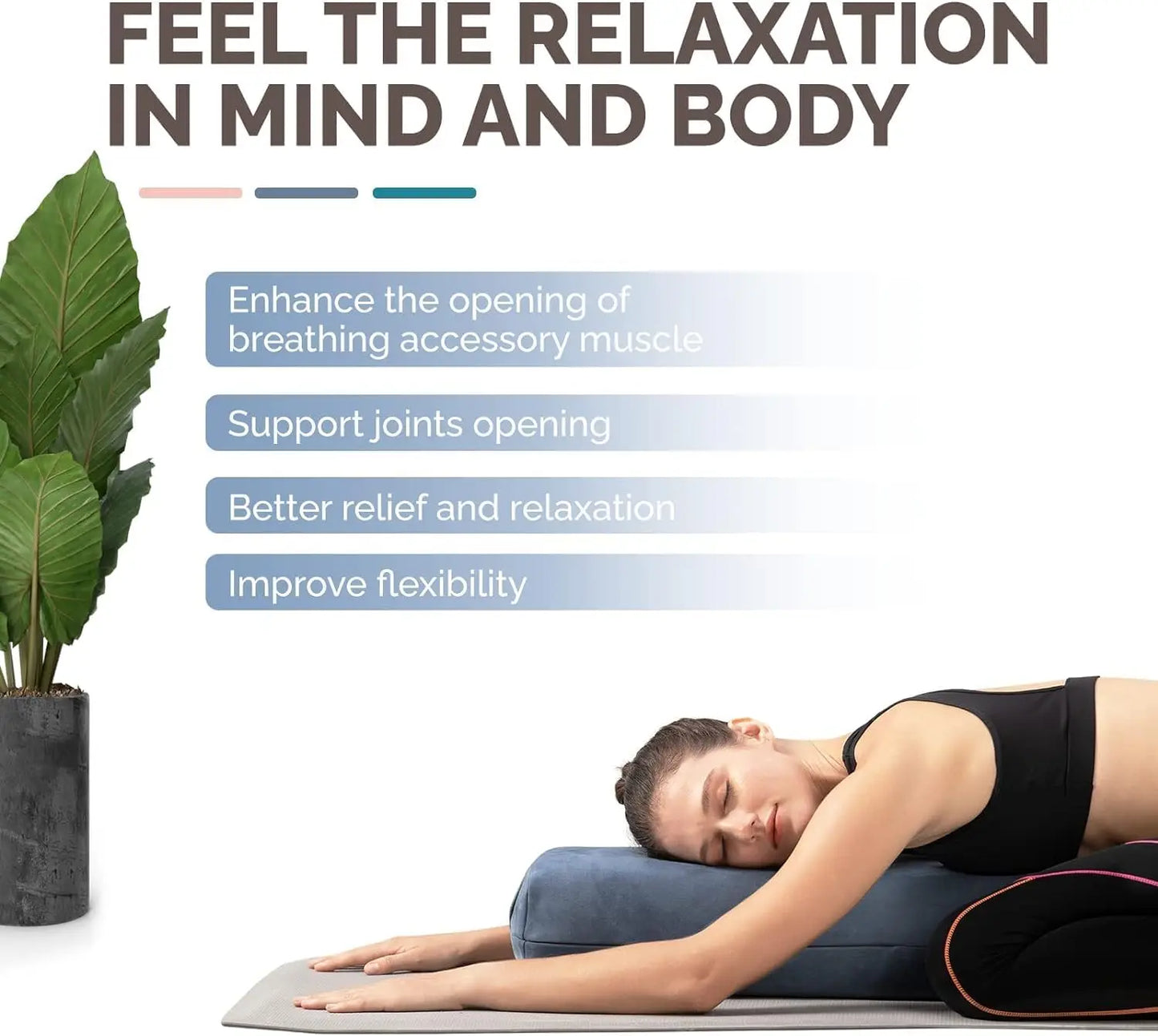 Triple Layer Sponge Yoga Bolster Pillow for Restorative Yoga