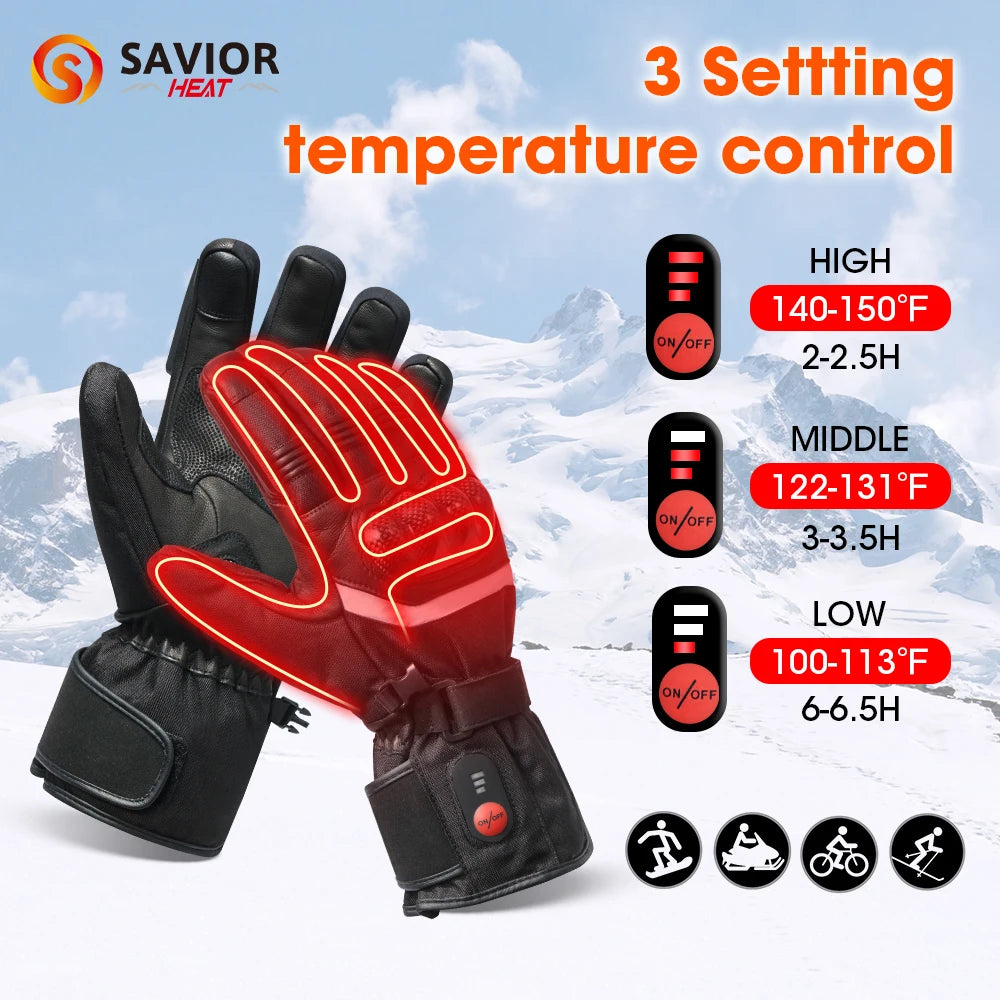 Savior Heat Heated Motorcycle Gloves Waterproof With Battery